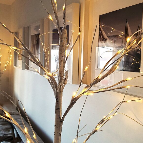 🎄Pak of 2 🎄- 5 ft Warm White Lighted Birch Tree Lights - Christmas Home Decor - Picture 8 of 16